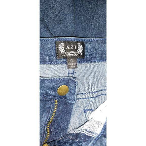 Azi New York Denim Skinny Jeans Women's Sz 6 Torn Patchwork Artsy Boutique NWT - Picture 10 of 13